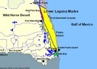 Map of Lower Laguna Madre at Gulf Of Mexico