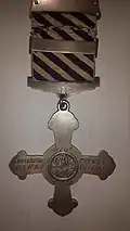Rear of Pithey's DFC medal, with engraving