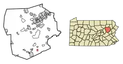Location of Jeddo in Luzerne County, Pennsylvania.