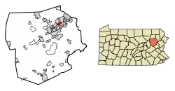 Location of Wyoming in Luzerne County, Pennsylvania
