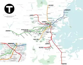 Geographically accurate MBTA map (2011)