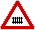Level crossing with barrier ahead