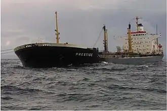 MV Prestige shortly before her sinking