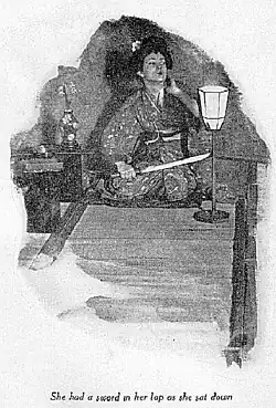 With a sword in her lap, Cho-Cho-San prepares to take her own life.