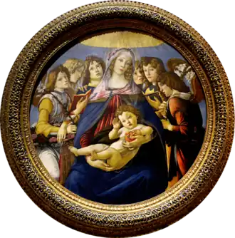 Sandro Botticelli, Madonna of the Pomegranate, c. 1487, tempera on panel, 143.5 cm diameter, Uffizi, Florence