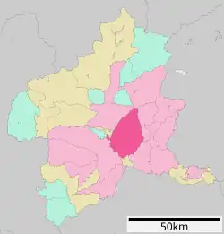 Location of Maebashi in Gunma Prefecture
