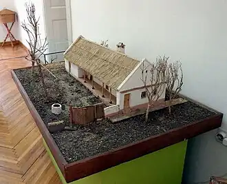 Model of a salaš with elevated foundation in the Kikinda Museum, Vojvodina, Serbia