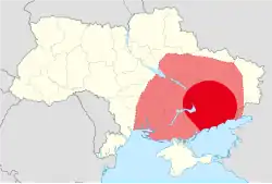 Map of Makhnovist territory, which covers most of southern and eastern Ukraine