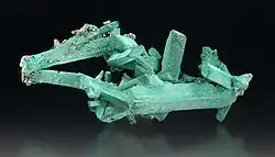 Malachite pseudomorphs after azurite, 13 x 6 x 4 cm.