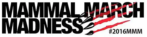 The words Mammal March Madness with claws appearing to rip through the logo.