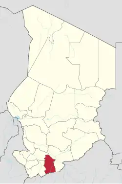 Map of Chad showing Mandoul.