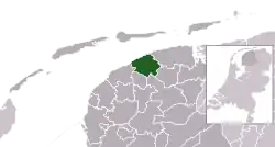 Highlighted position of Ferwerderadiel in a municipal map of Friesland