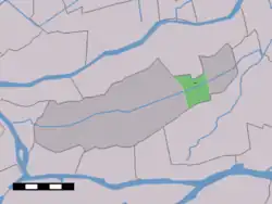 The village centre (dark green) and the statistical district (light green) of Ottoland in the former municipality of Graafstroom.
