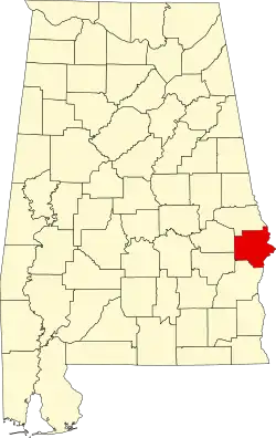 State map highlighting Russell County