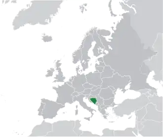 Location of Bosnia and Herzegovina (green) in Europe (dark grey)