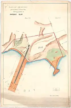 A hand-drawn map showing the position of the old and new slips