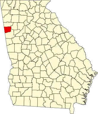 State map highlighting Haralson County
