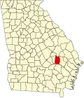 State map highlighting Toombs County