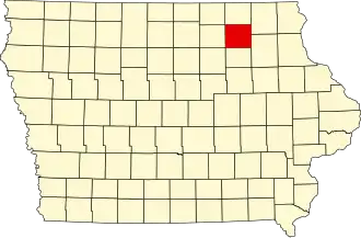 State map highlighting Chickasaw County