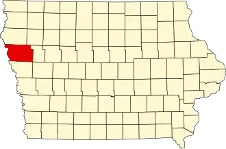 State map highlighting Woodbury County