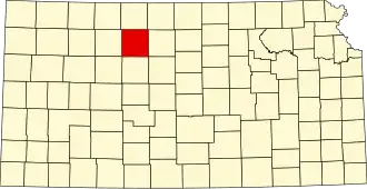 Map of Kansas highlighting Rooks County
