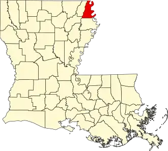 Map of Louisiana highlighting East Carroll Parish