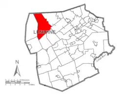 Map of Luzerne County highlighting Ross Township