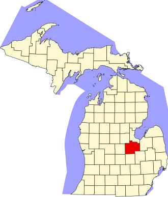 State map highlighting Saginaw County