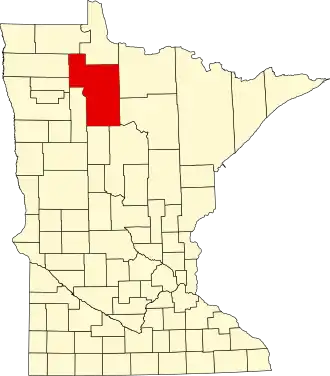 State map highlighting Beltrami County