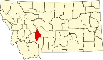 State map highlighting Broadwater County