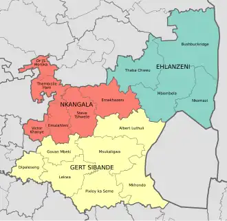 Map of the municipalities in Mpumalanga