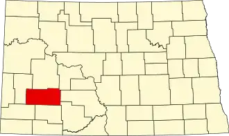 Map of North Dakota highlighting Stark County