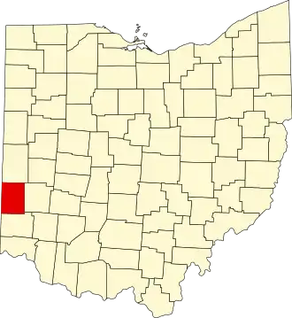 State map highlighting Preble County