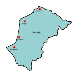 Location of Papar Town in Papar District