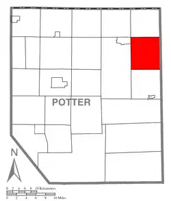 Map of Potter County, Pennsylvania highlighting Hector Township