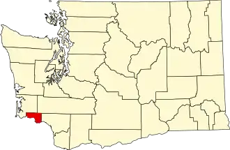 State map highlighting Wahkiakum County