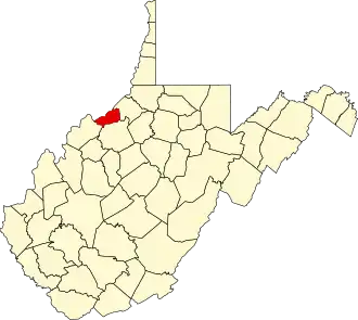 State map highlighting Pleasants County
