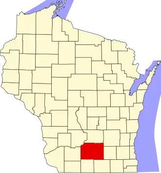 Map of Wisconsin highlighting Dane County