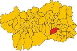 Location of the comune within the Aosta Valley
