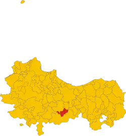 Position of the municipality of Lercara Friddi within the Metropolitan City of Palermo