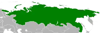 Map of territory claimed by the Provisional Siberian Government in green