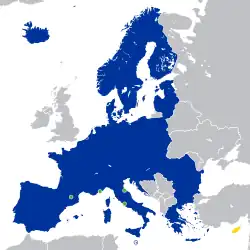 A map of the Schengen Area