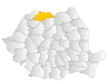 Map of Romania highlighting Maramureș County
