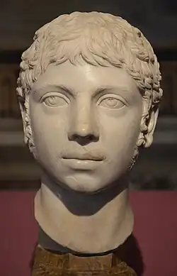 White head statue of a young man