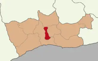 Map showing Yeşilli District in Mardin Province