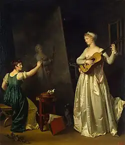 Peintre faisant le portrait d'une joueuse de luth (Painter when painting a portrait of a lute player), 61 x 51.5&nbsp;cm, before 1803