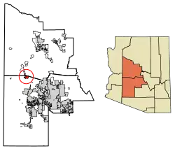 Location in Maricopa and Yavapai counties, Arizona