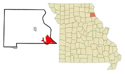 Location within Marion County (left) and Missouri (right)