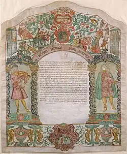 Marriage contract, from Vercelli (Italy), 1776