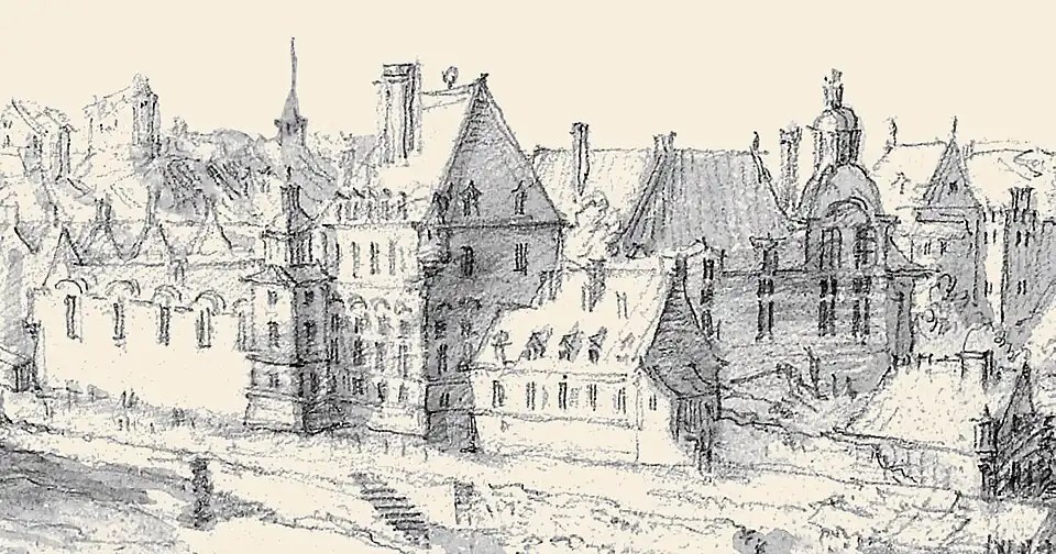The Hôtel de Nevers in 1620 (detail from a view of Paris by architect Étienne Martellange)